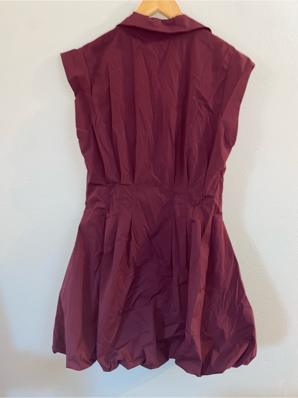 Steve Madden Dyanne Zip Front Bubble Mini Dress Deep Fig Wine Size L - Picture 3 of 4